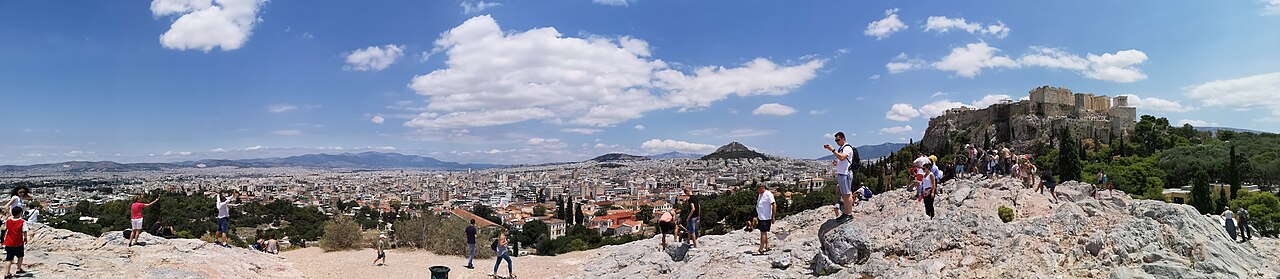 Panoramic view of the Acropolis of Athens with the Parthenon and the city of Athens below
