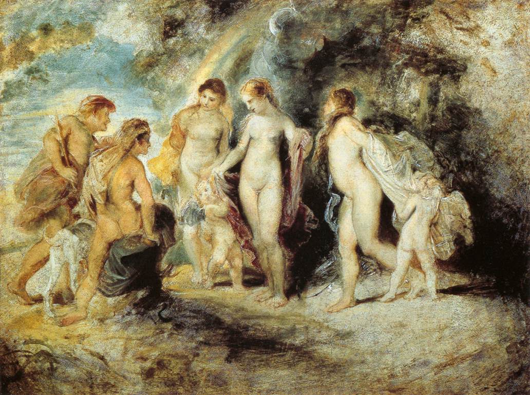 The Judgment of Paris by Peter Paul Rubens, showing Paris choosing Aphrodite over Hera and Athena