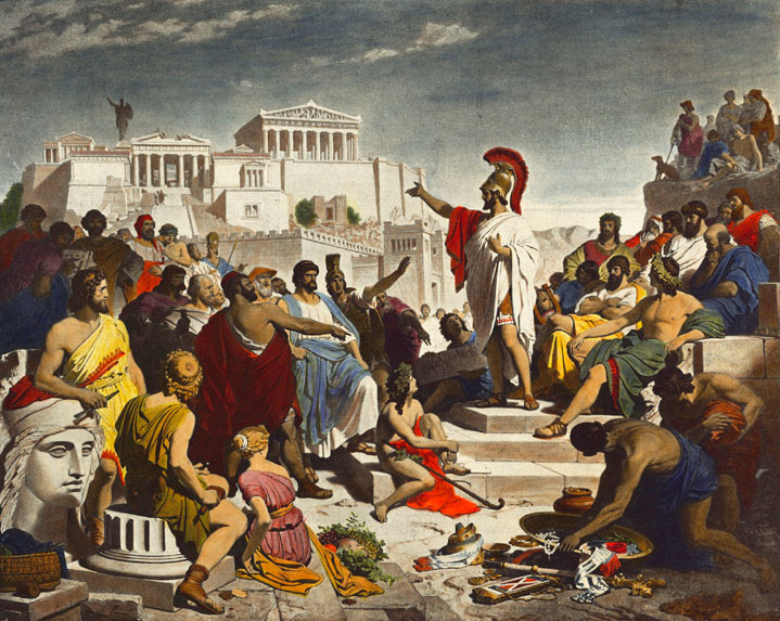 Pericles' Funeral Oration by Philipp Foltz, depicting ancient Athenian democracy